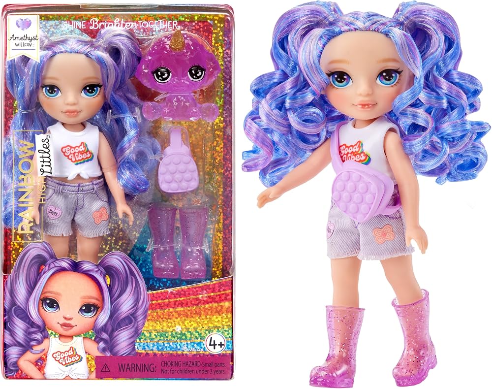Rainbow High Amethyst Willow Littles Doll 14 cm Purple with Pet Dog