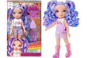 Rainbow High Littles – Amethyst Willow, Purple 5.5" Posable Small Doll with Purse, Magical Pet Dog, Girls Toy Gift, Kids Ages 4-12 Years