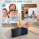 Mesqool Loud Alarm Clock with Bed Shaker Dual Alarm USB Charger Blue view 4