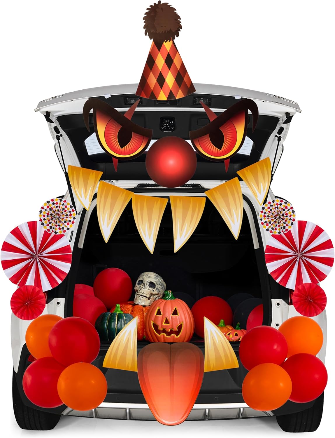 Garage Door Decorations - JOYIN Halloween Trunk or Treat Decorations Kit with Creepy Clown Design, Car Archway Garage Door Decoration Haunted House Car Stickers with a Set of Clown PVC Paper,Balloons for Vehicle Decorations