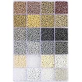 12500pcs John Bead Assorted Glass Seed Beads 8/0, 24 Colors Champagne Glow Palette Round Bead for DIY Crafts Jewelry Making Bead Box