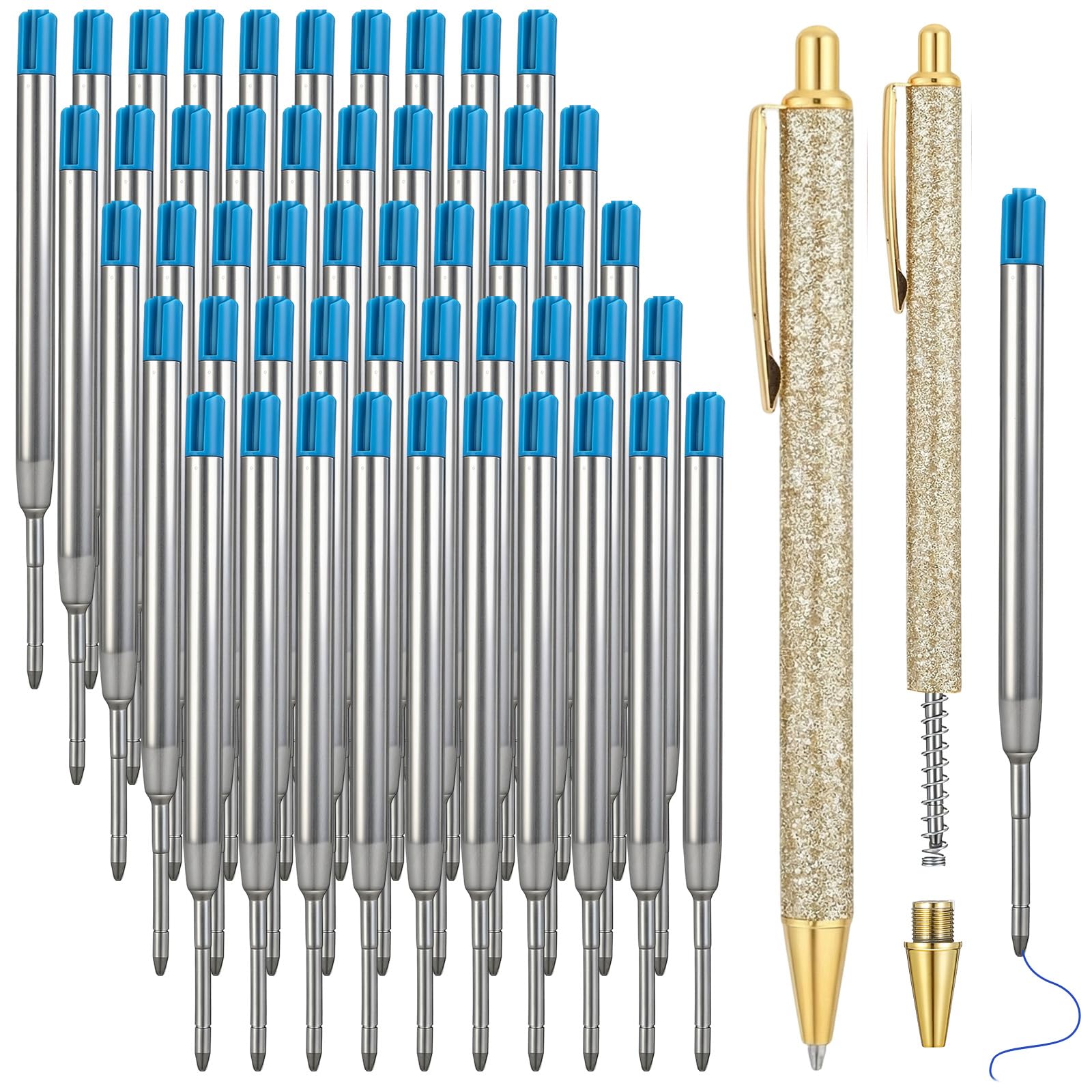 Photo 1 of ***MISSING PENS*** Sherr 50 Pack 3.9'' Replaceable Ballpoint Pen Refills for Metal Glitter Click Pens 1mm Medium Point Ballpoint Ink Refills Bulk Smooth Writing for Office Supplies(Blue Ink)