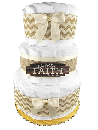 Amazon Com Gender Neutral Rustic 3 Tier Diaper Cake Baby Shower
