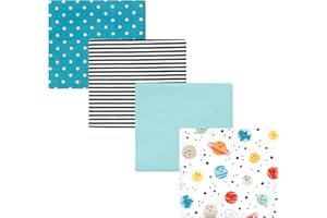Hudson Baby Unisex Baby Cotton Flannel Receiving Blankets, Happy Planets, One Size
