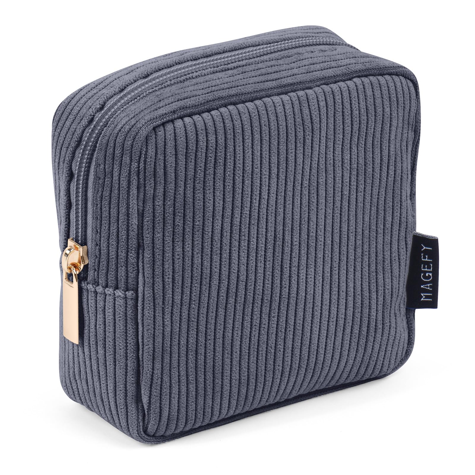 Photo 1 of MAGEFY Small Makeup Bag Mini Make up Pouch Cute Cosmetic Bag for Women Travel Purse Essentials Bags with Slip-in Pockets (DeepGrey)