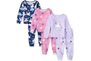 The Children's Place Baby Toddler Girls Long Sleeve Top and Pants 2 Piece Pajama Sets