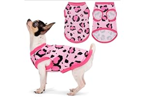 PAIAITE Adorable Pink Leopard Dog Shirt: Lightweight Polyester Cartoon Puppy Vest, Small Medium & Large Dog T-Shirt, Summer Pet Clothes, Cute Dog Apparel, Breathable Dog Tank Top M