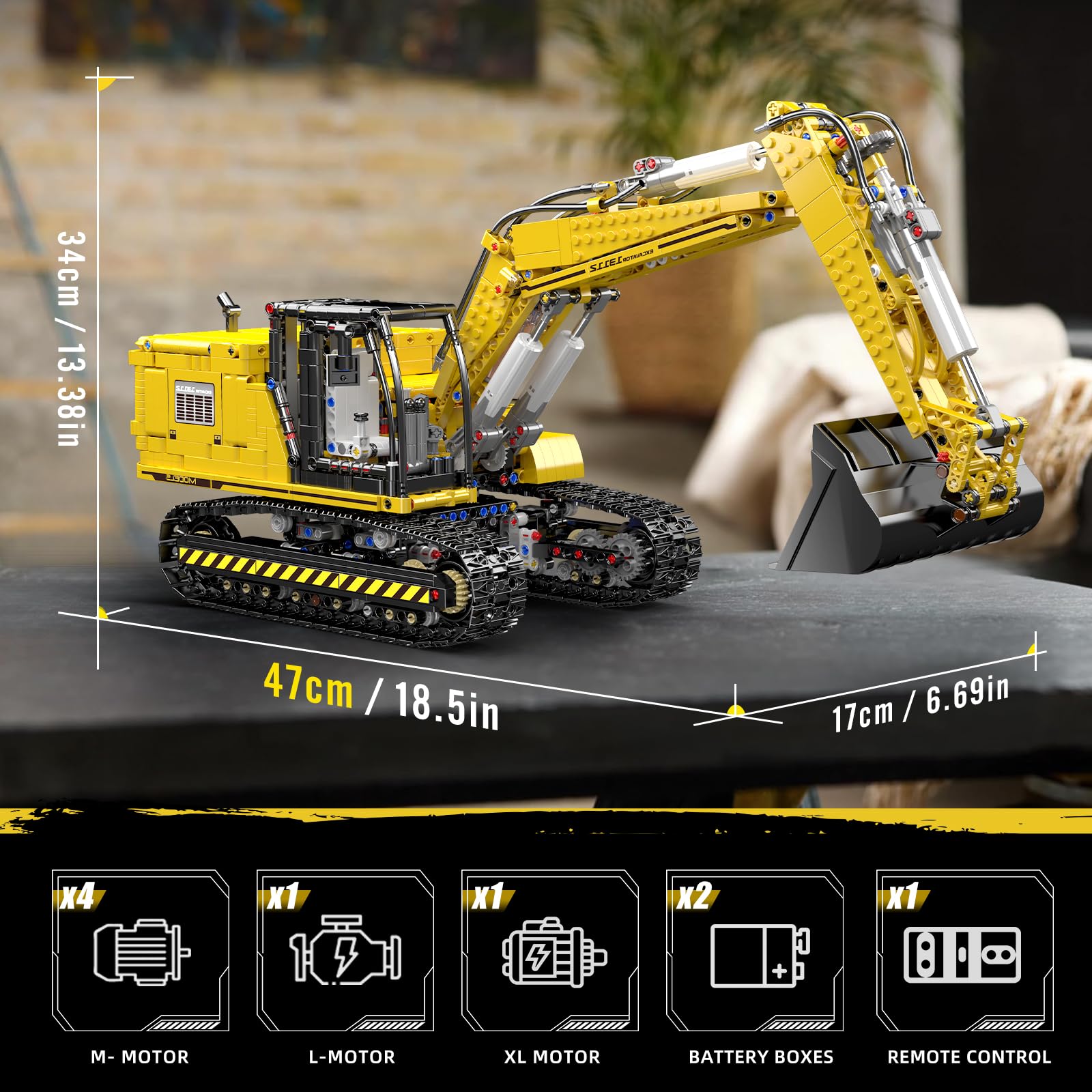 Mould King Technik Bagger Bausatz, Ferngesteuertes Bagger Modell mit APP & Fernbedienung, Motorisierter RC LKW Kettenbagger Klemmbausteine Set, Engineering Fahrzeug Modell ab 14 Jahren 6