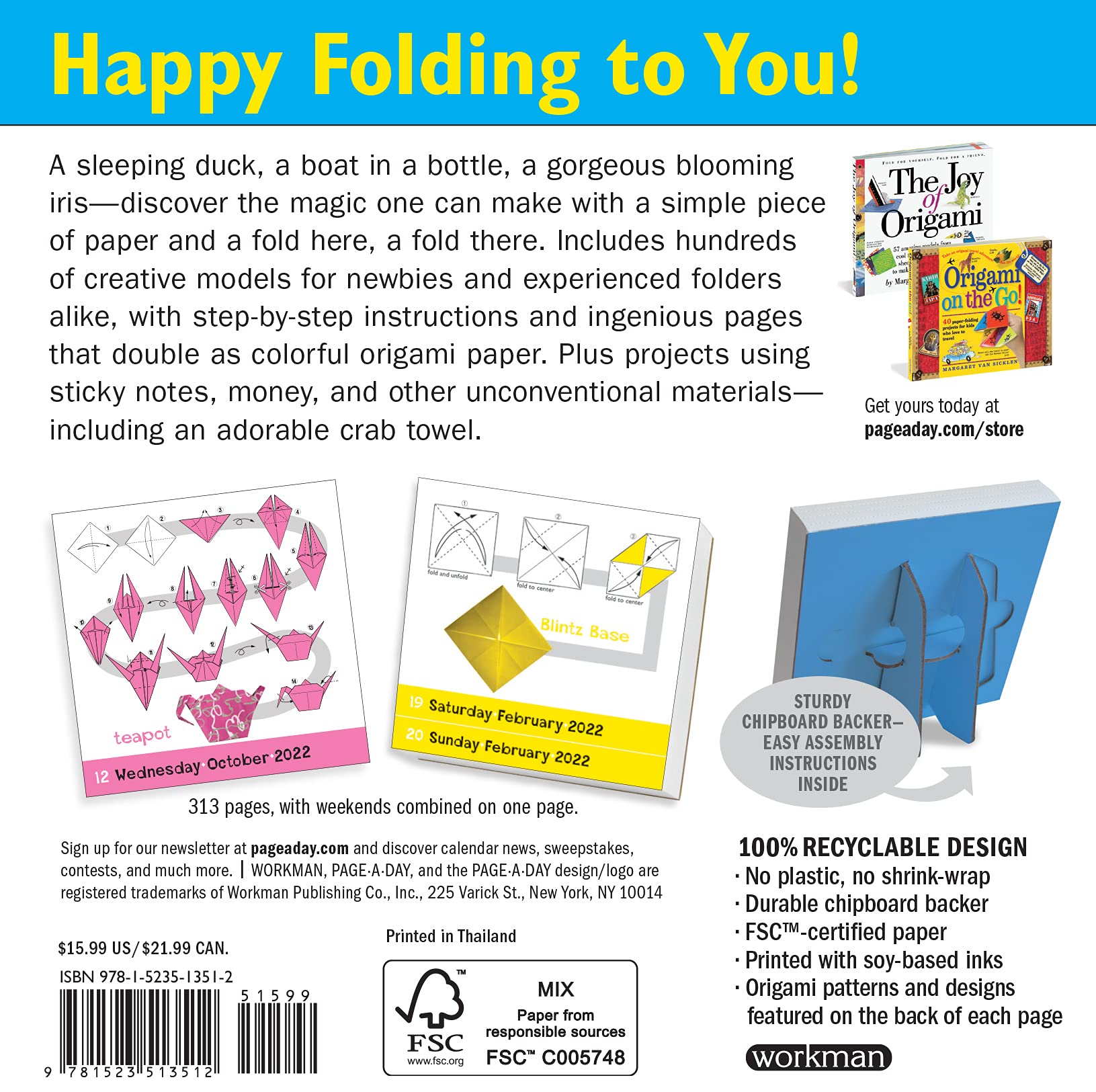 Buy 2022 Origami Color Page-A-Day Calendar: Happy Folding To You! Book Online At Low Prices In India | 2022 Origami Color Page-A-Day Calendar: Happy Folding To You! Reviews & Ratings - Amazon.in