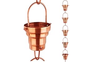 Rain Chains by JASINC 8.5 ft Layer Rain Chain Copper, to Replace Gutter Downspout, Water Diverter, JAS3008C