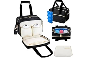 GDNASIST Breastmilk Cooler Bag with Ice Pack, Wearable Breast Pump Storage Bag, Insulated Bottle Travel Bag Compatible with Momcozy/Elvie/Willow, Fits Baby Bottles up to 9 Ounce with Shoulder Strap Black Mini