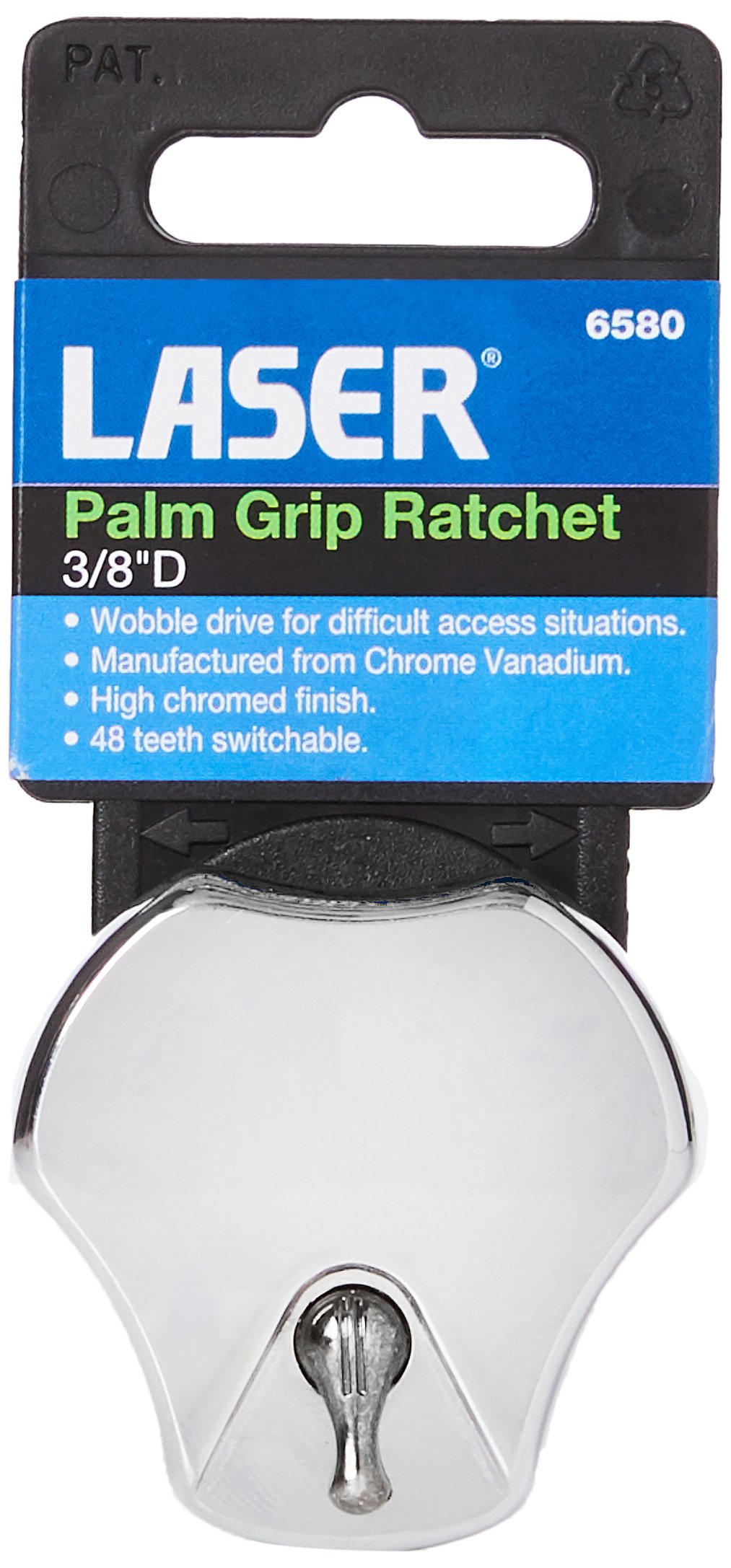 Laser 6580 Palm Grip Ratchet 3/8"D, Silver