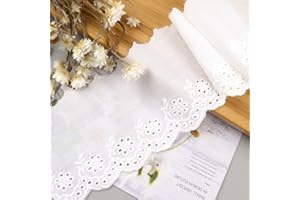IDONGCAI Eyelet Lace Trim Cotton White Lace Ribbon Embroidery Lace Trim for Sewing Craft Lace Fabric for Home Decor Supply (2.75'' Width)