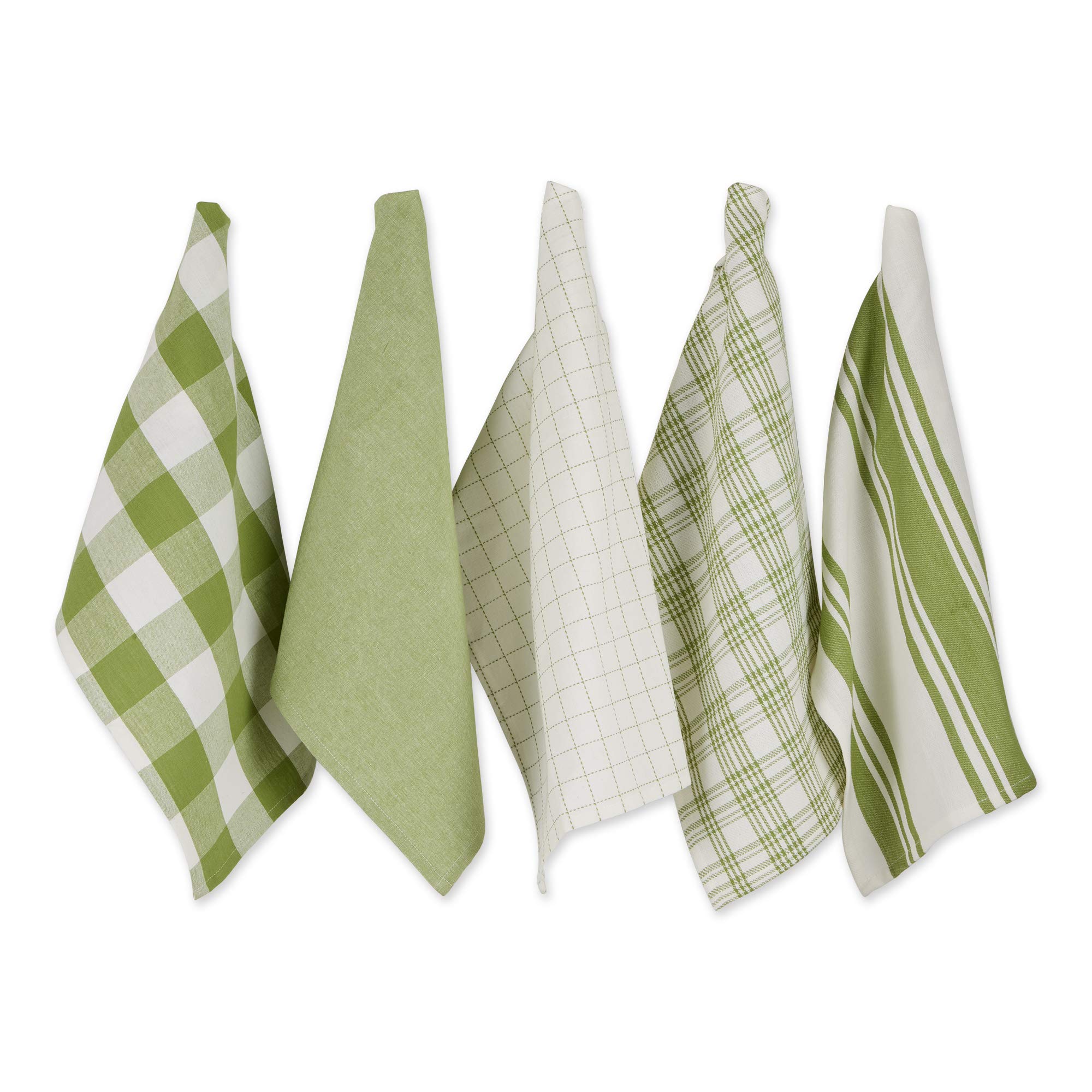 DII Large Woven Cotton Dishtowel/Tea Towel Set, Antique Green, 18x28