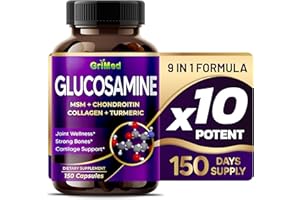 GriMed Glucosamine 12,000mg - X12 Power with MSM, Chondroitin, Collagen, Turmeric for Joint Wellness, Strong Bones, Cartilage Support