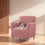LiveGo Stretch Banquet Armchair Slipcover Pink, Non-Slip Waterproof Knit Chair view 8
