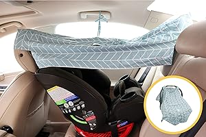 MOLLYCODDLE Universal Convertible Car Seat Cover Car Seat Shade Car Seat Sun Shade Visor Extender Car Seat Canopy for Baby and Toddler Car Seat Rear Facing Forward Facing Backseat Sun Shade for Baby