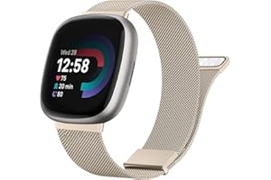 TEWIN Metal Bands for Fitbit Versa 4 Bands/Fitbit Versa 3 Bands/Sense 2 Bands/Fitbit Sense Bands, Adjustable Stainless Steel 