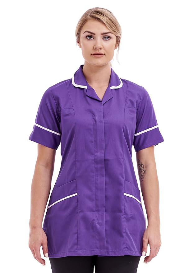 Nurses Healthcare Tunic Round Collar Uniform Maid Housekeeper