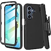 Thousandgear Compatible for Samsung Galaxy A17 2025, Built in Screen Protector, Belt Clip Holster Heavy Duty Defender Case Dustproof Shockproof Protection (Black)