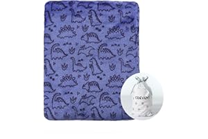 CREVENT 30"X40" Lightweight Fuzzy Fluffy Warm Plush Baby Blanket for Boys Infant Toddler Newborn Crib Cot Stroller - Blue Dinosaur