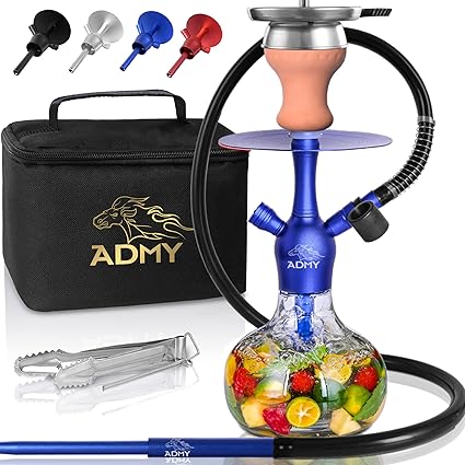 Amazon Com Portable Hookah Set With Everything Mini Shisha To Go Small 12 Glass Aluminum With Silicone Hose Ceramic Bowl Heat Management System Device Charcoal Holder Coal Tongs Travel Case Bag Dark