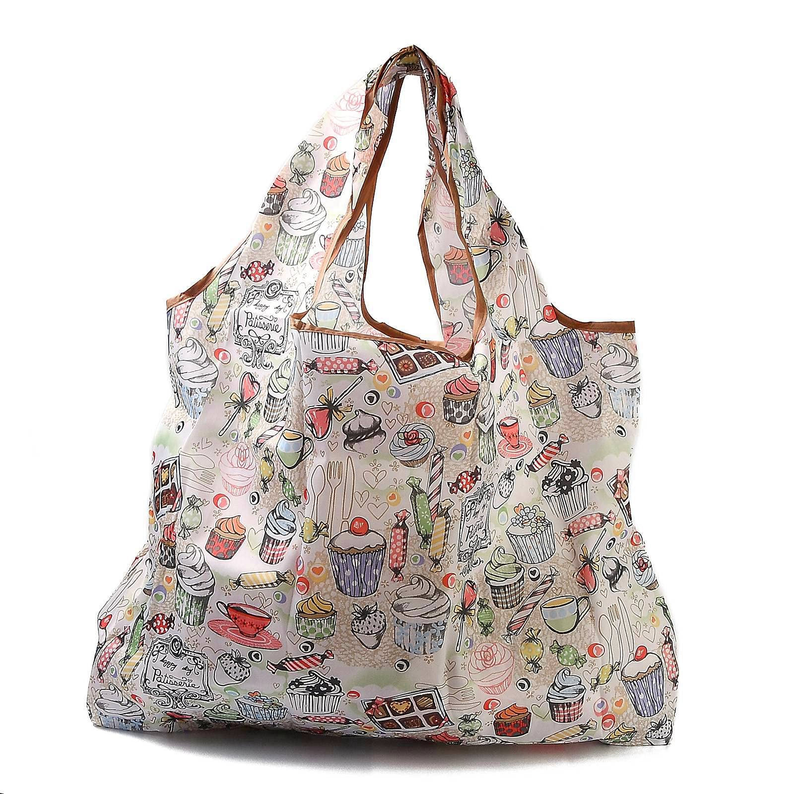 BEEFLYING 3 Pcs Foldable Shopping Bags Nylon Reusable Waterproof Tote Bag Foldaway Shopping Bags for Shopping Travel Outdoor Camping (52.5×60×0.15cm)