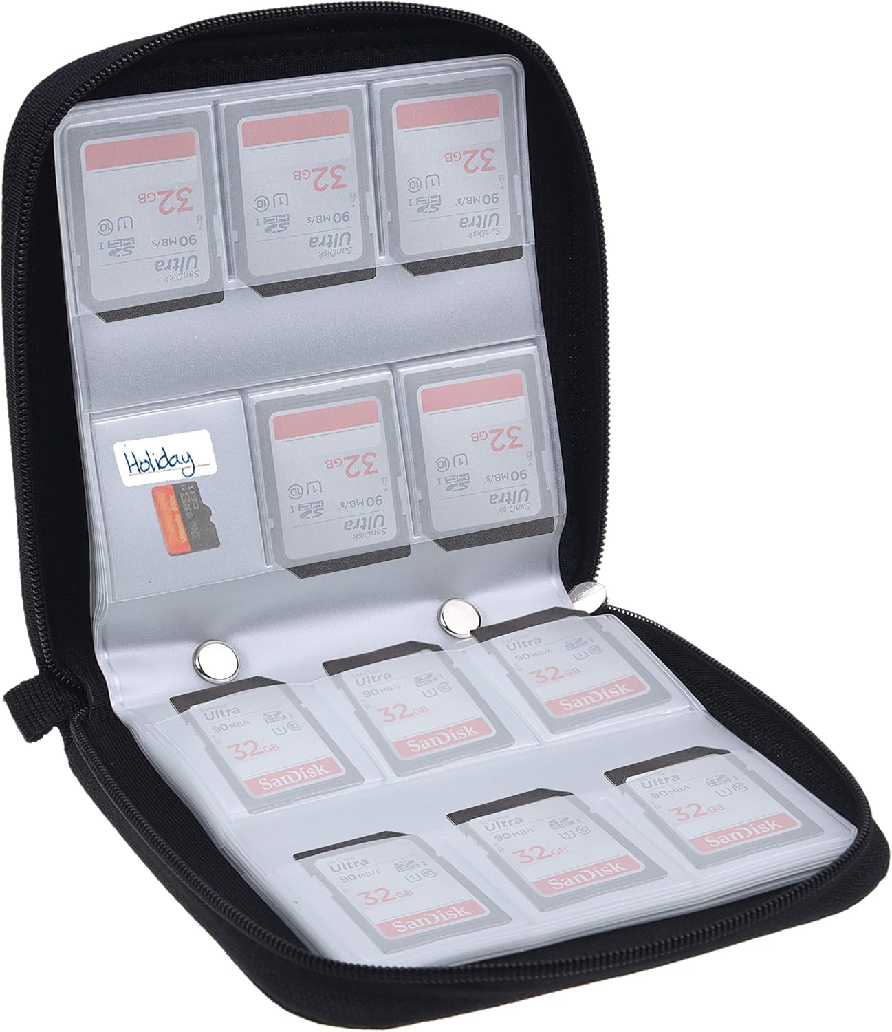 Memory Card Case, Fits up to 88x SD, SDHC, Micro SD, Mini SD and 4X CF, Holder with 88 Slots (8 Pages) - Image 3