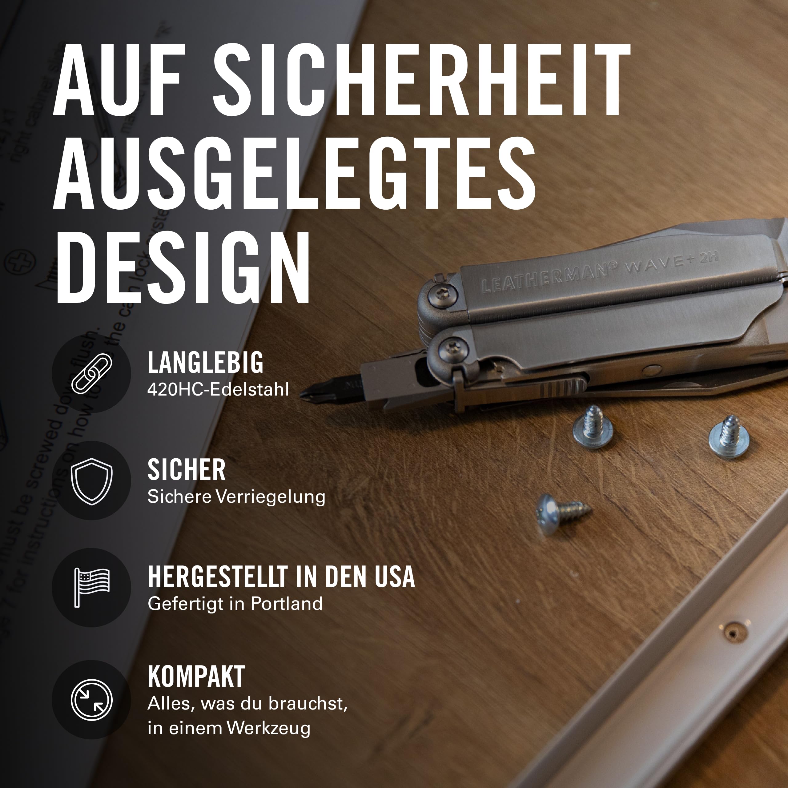 Leatherman 2H Wave+ Multi-Tool - 18-in-1 Hochleistungs-Edelstahlwerkzeug mit Klingen, Zangen und Drahtschneidern - Camping Zubehör - Edelstahl 4