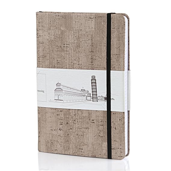 Kesote A5 Notizbuch Dotted Hardcover Leder Tagebuch mit Gummiband Lesezeichen Innentasche (200 Seiten, Grau)