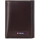 Alpine Swiss Men's Leon RFID Trifold Pocket Wallet – Genuine Leather Wallet for Men, Slim Design with ID Window & Multiple Card Slots, Classic RFID Safe Pocket Wallet in gift box