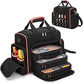 Marscamd Tool Bag with 3 Removable Cases, 2 Layers Tool Tote for Hand Tools, Black with Red Binding