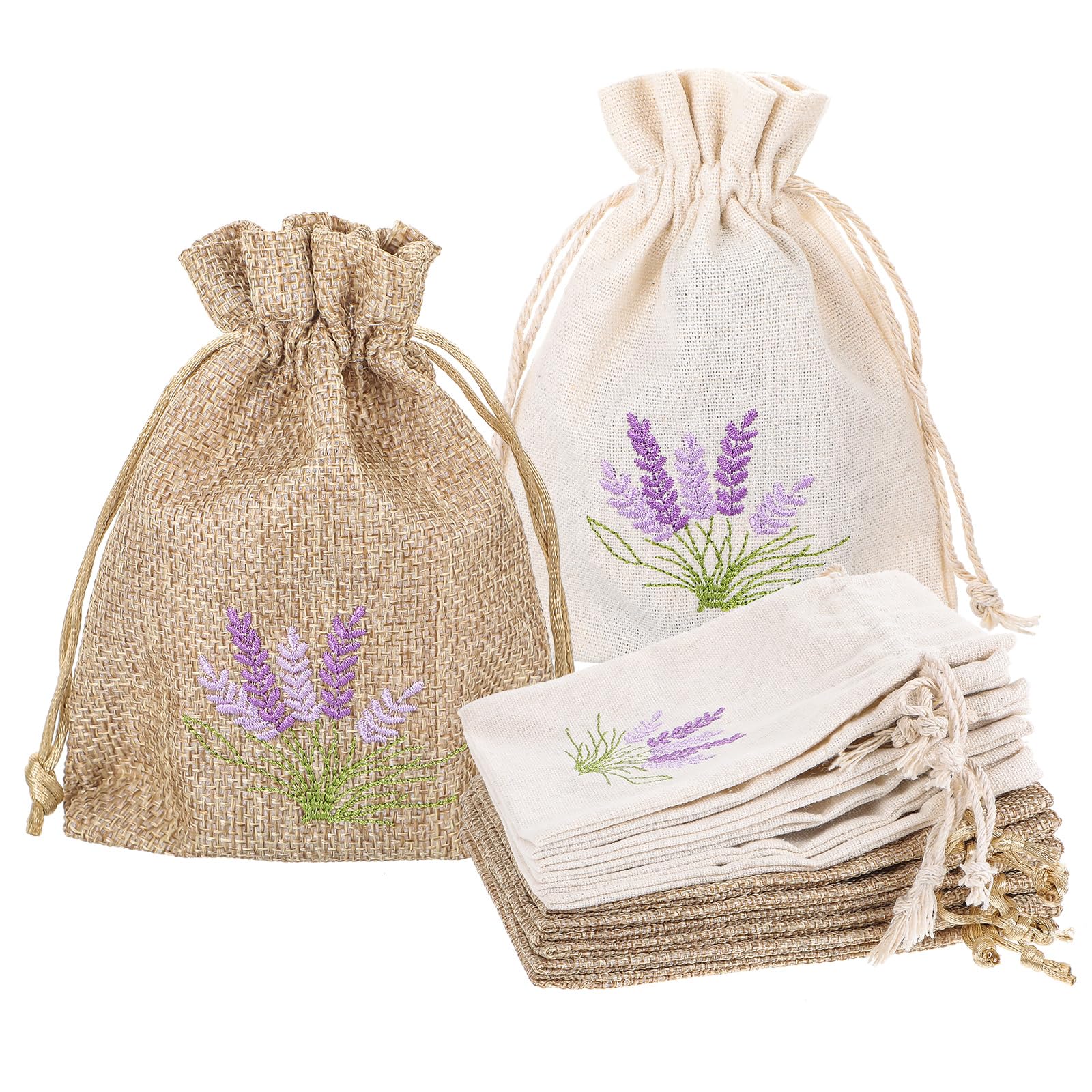 Photo 1 of AOZUO 12 PCS Lavender Bags, Sachet Empty Bags Small Jute Bag with Drawstring Cotton Linen Pouch for Filling Spice Jewellery Wedding