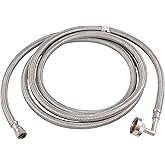 Eastman 8 foot Dishwasher Supply Line, 3/8 Inch Compression x 3/4 Inch FHT Elbow, Braided Stainless Steel Dishwasher Connecto