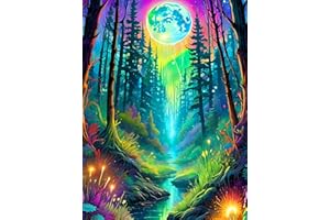 AXQUILON Moon Forest Diamond Painting Kits for Adults, DIY Forest Diamond Art Painting Kits, Moon Diamond Art Kit for Beginners 5D Full Drill Moon Gems Art Kits, for Home Wall Decor 12x16 Inch