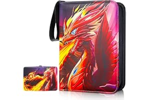 HONGHAO Card Binder for Boys Gifts, 504 Cards Collectible Trading Card Holder Case with 63 Sleeves, 4 Pocket Card Packs Binders Album Book with Zipper for Kids (Gold)