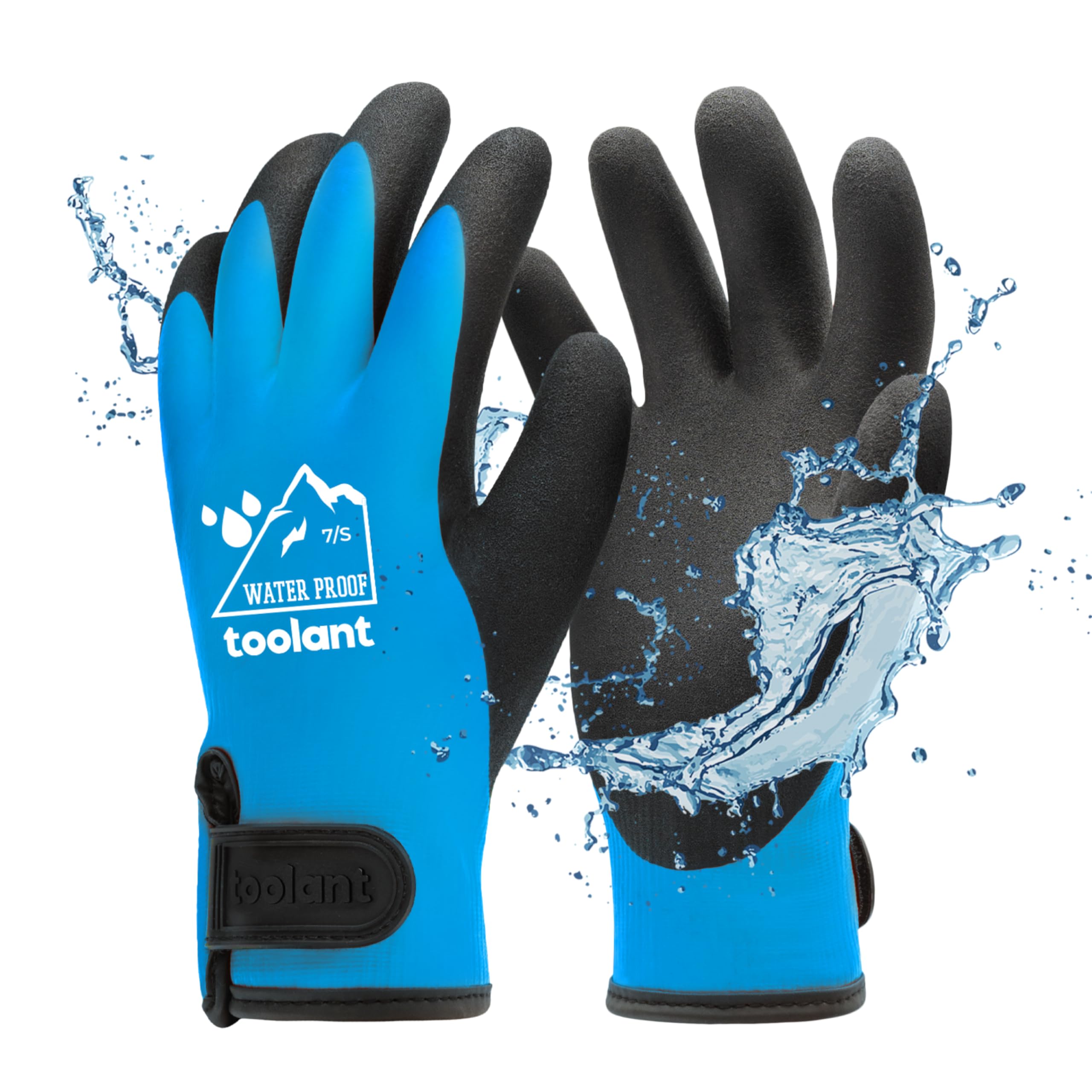Photo 1 of 100% Waterproof Gloves for Men and Women, Winter Work Gloves for Cold Weather, Thermal Insulated Freezer Gloves, Touch Screen, With Grip, Blue, Small