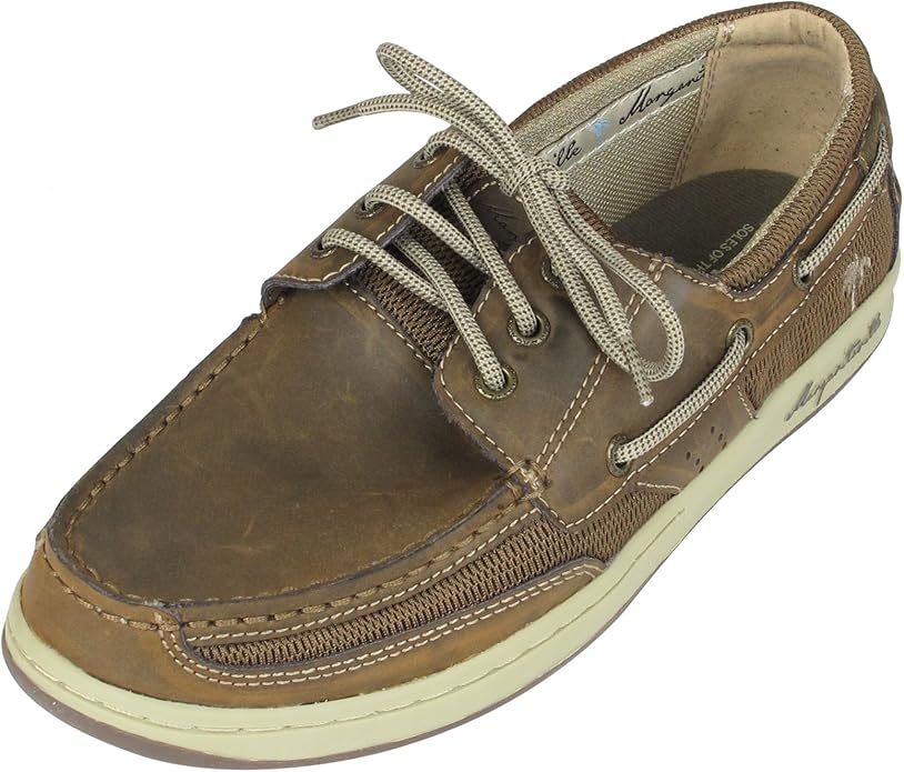 Margaritaville Mens Gulf Stream Leather Boat Shoes (10.5, Brown