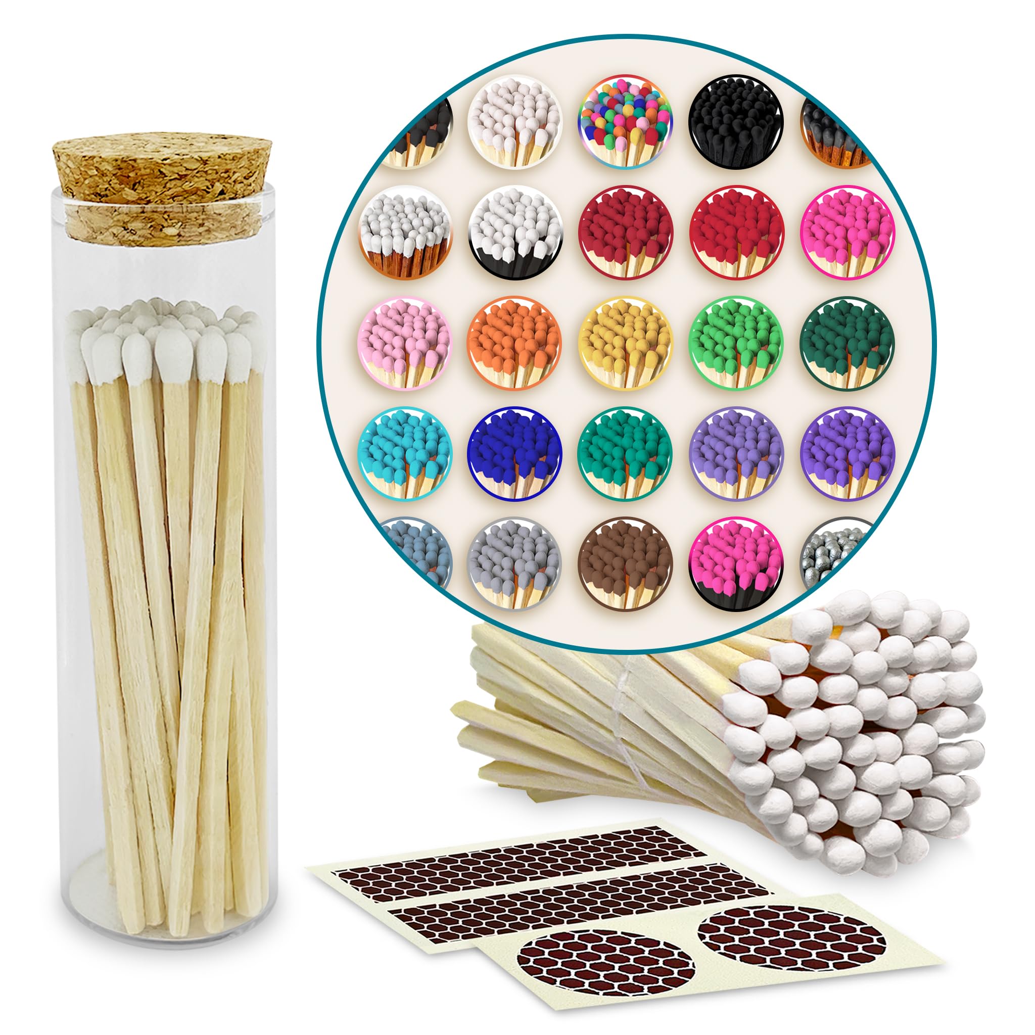 4" Matches in a Chic Jar + Striker Stickers
