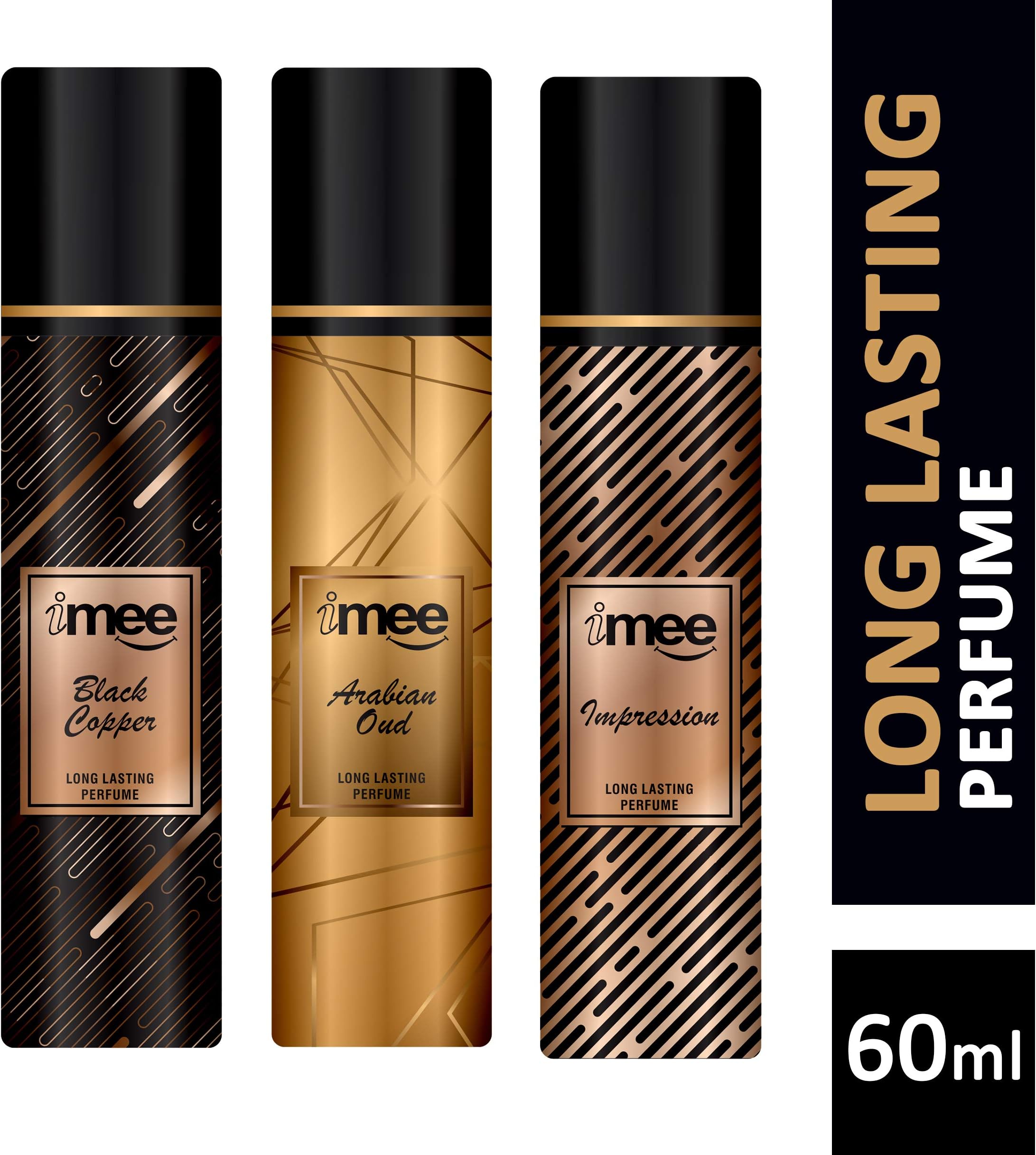 imee Black Copper, Arabian Oud and Impression Long Lasting Perfume Combo, 60 ml (Pack of 3)