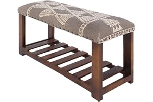 Artistic Weavers Amaia Global Bohemian Upholstered Bench, 16" H x 34" W x 12" D, Medium Grey