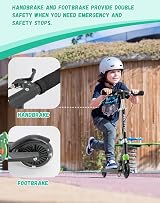 TENBOOM Kids Scooter with Handle Brake Light Up Wheels Black view 2
