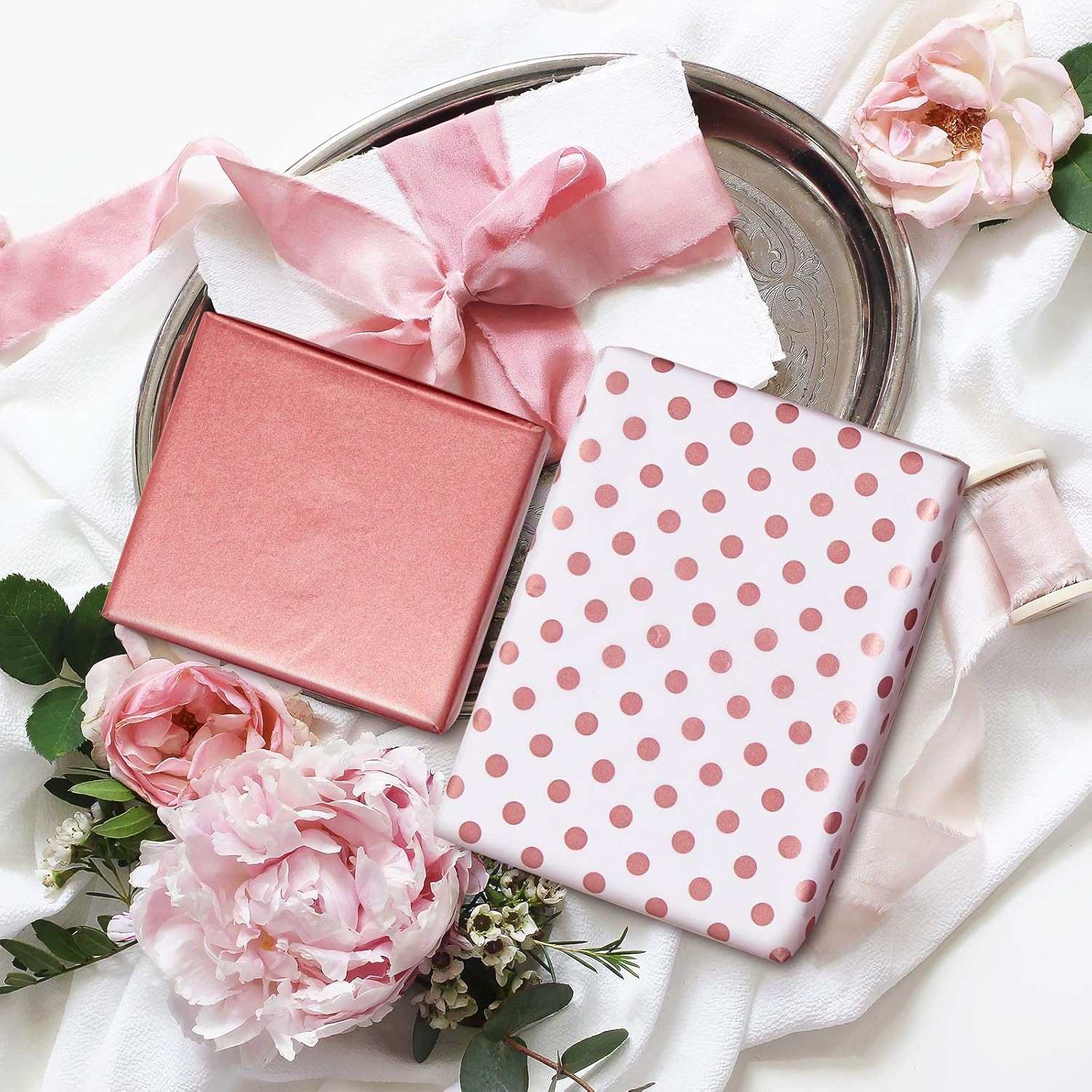 Whaline Rose Gold Tissue Paper 6 Style Gift Wrap Paper Bulk Gift Wrapping Accessory Craft Paper Decorative Paper Art Tissue for Home Kitchen Birthday Party 60Pcs - Image 5