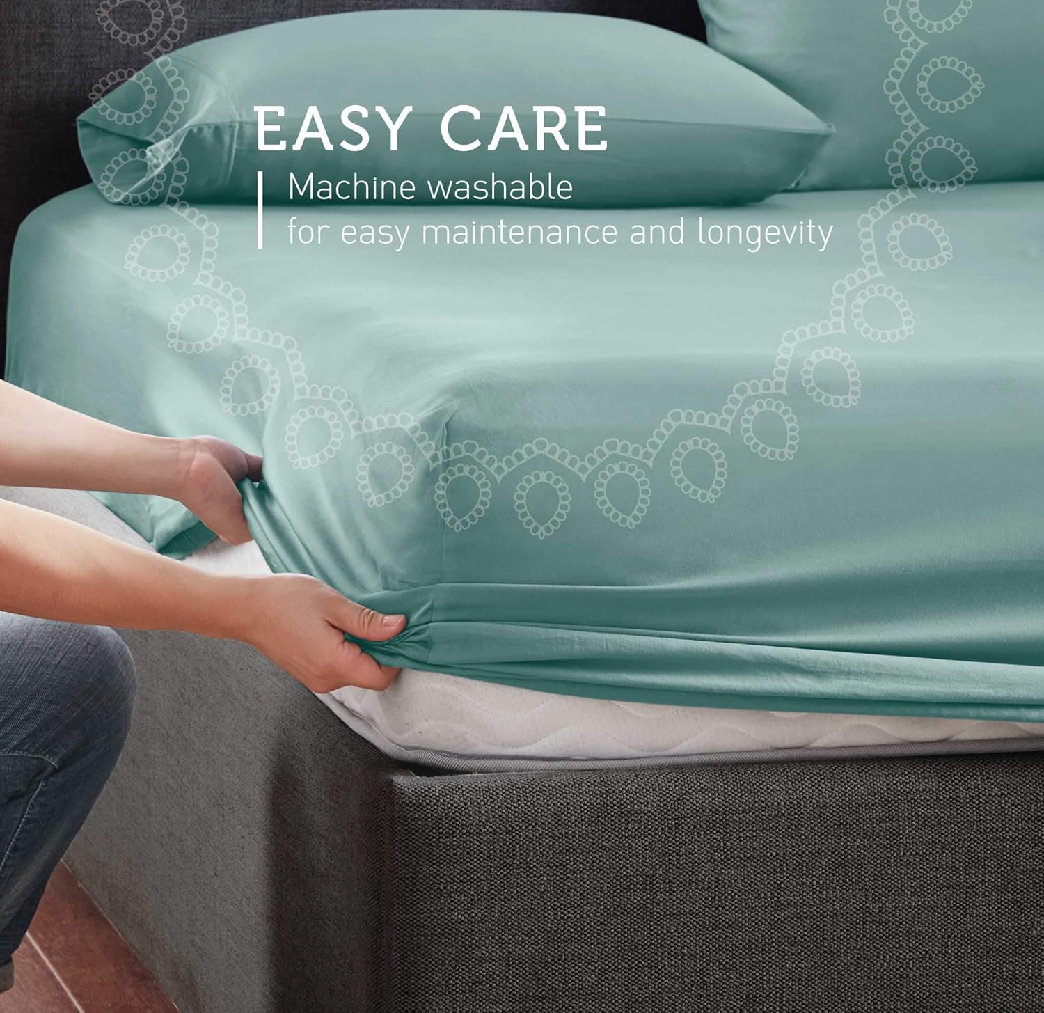 Hyde Lane 400TC Teal King Size Fitted Sheet Only | 100% Cotton Stretch Fitted Sheet | Fits Mattress Up to 14 Inches with Deep Pocket | Soft & Durable - Shrink & Pilling Proof: Home & Kitchen