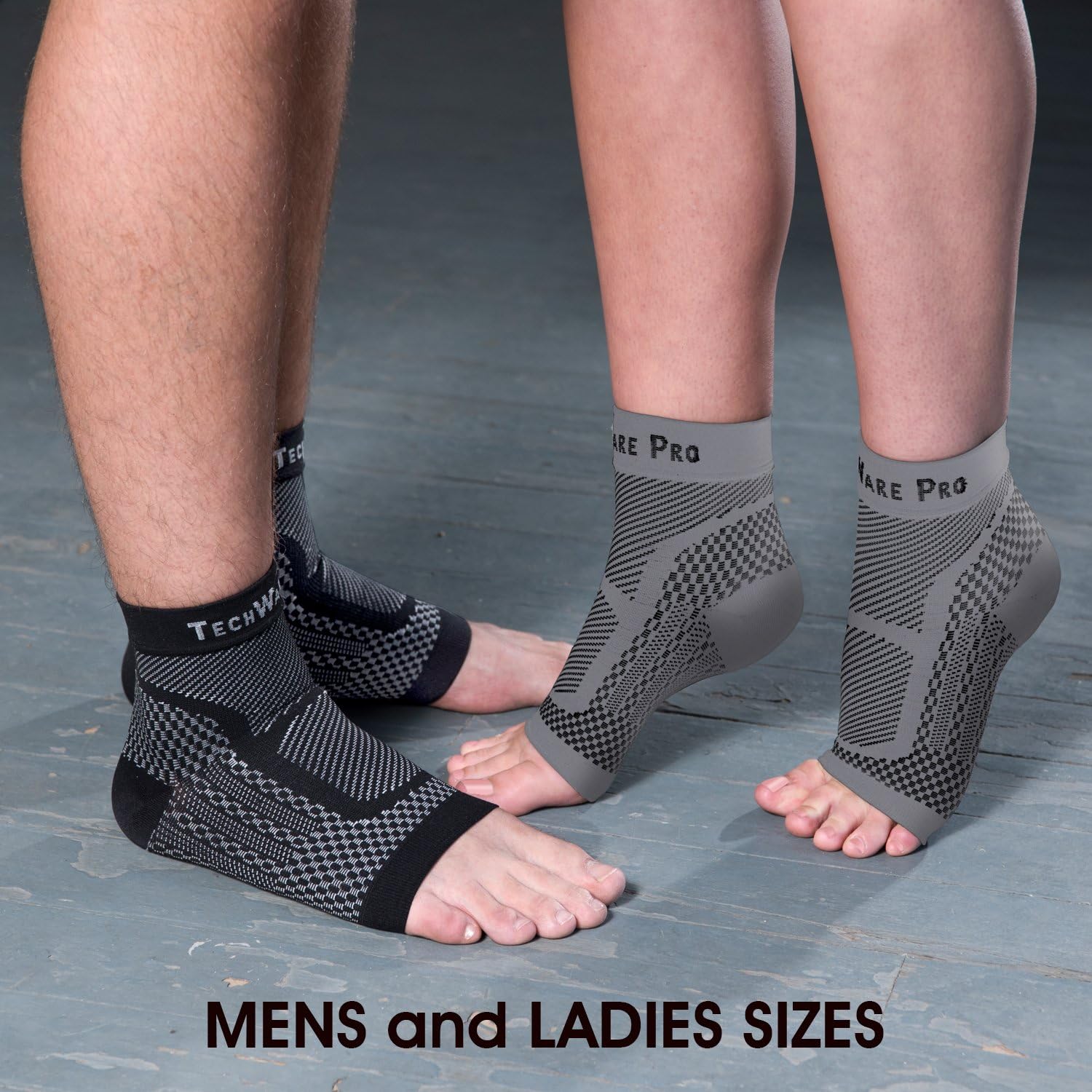 TechWare Pro Ankle Brace Compression Sleeve - Relieves Achilles Tendonitis, Joint Pain. Plantar Fasciitis Sock with Foot Arch Support Reduces Swelling & Heel Spur Pain. Injury Recovery for Sports : Sports & Outdoors