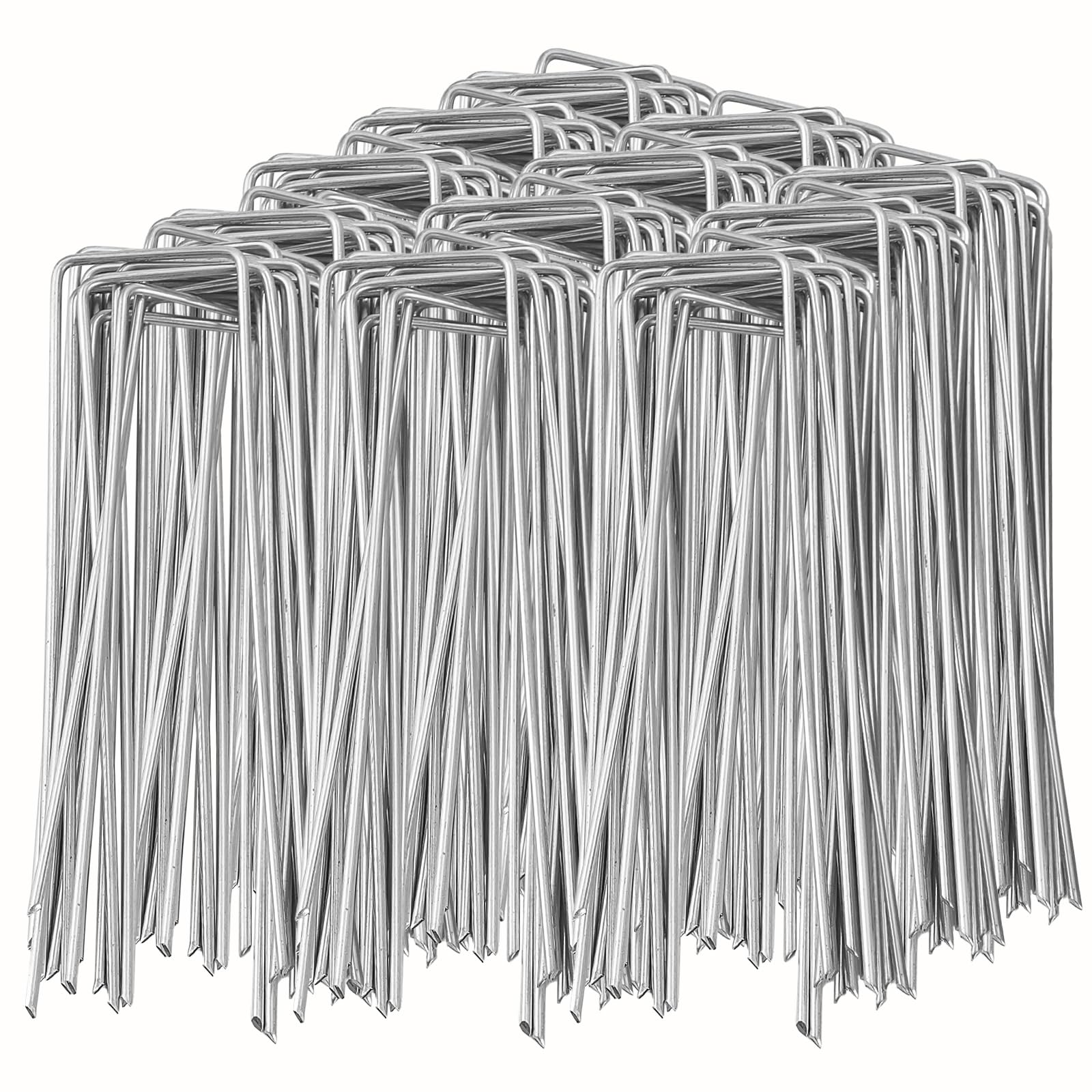 Photo 1 of 100 Pack Garden Landscape Staples, 6 Inch 11 Gauge Galvanized Garden Stakes Ground U Shaped Landscape Pins to Secure Lawn Fabrics Weed Barrier Covers Ground Cover and Landscaping