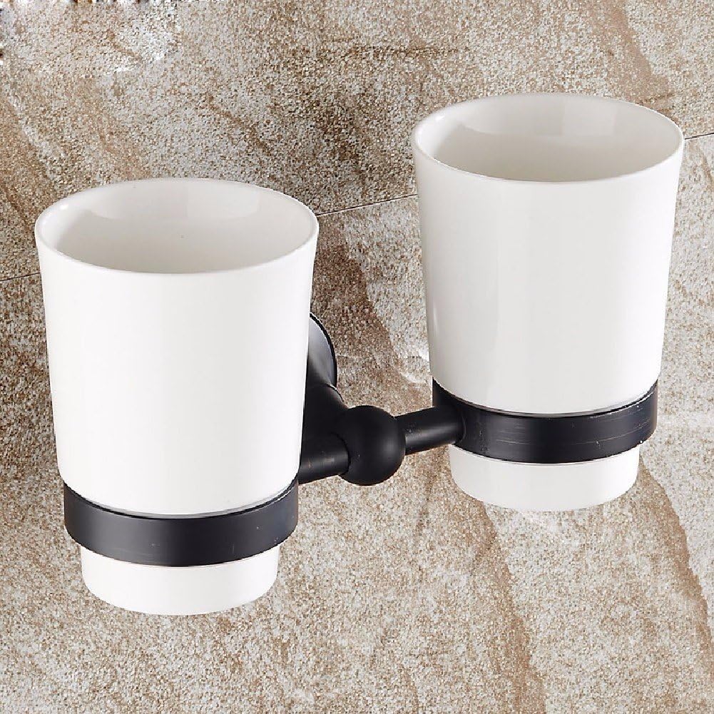 WAWZJ The European dark bronze double cup shelf, retro toothbrush cup holder