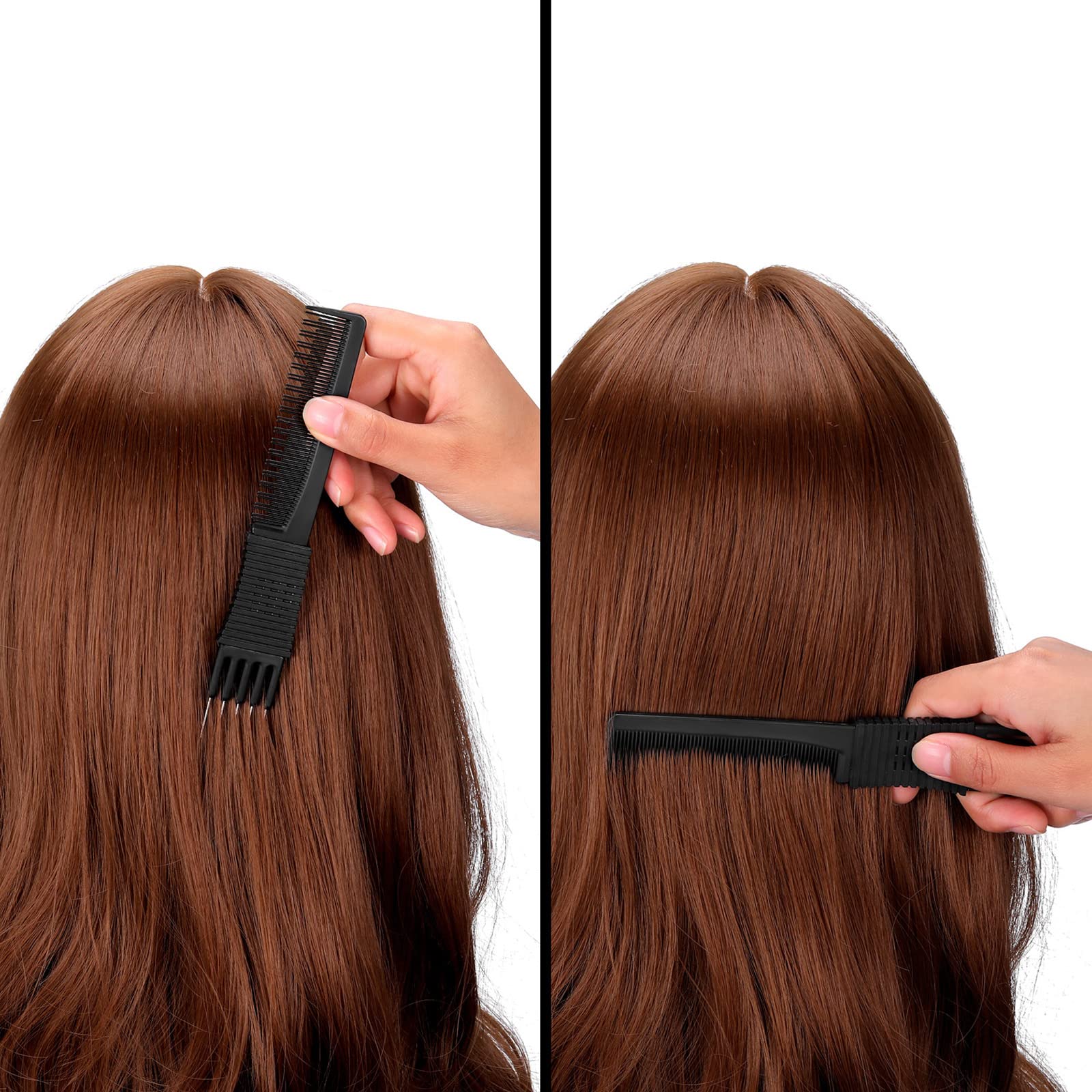 Leinuosen 3 Pack Carbon Lift Teasing Combs with Metal Prong, Hair Pick Comb for Women Hair Styling(Black)