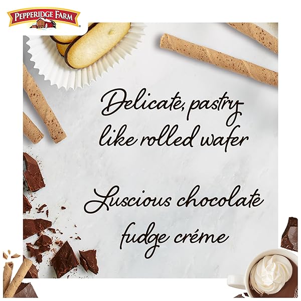PEPPERIDGE FARM PIROUETTE COOKIES, CHOCOLATE FUDGE CRÉME FILLED WAFERS, 13.5 OZ TIN