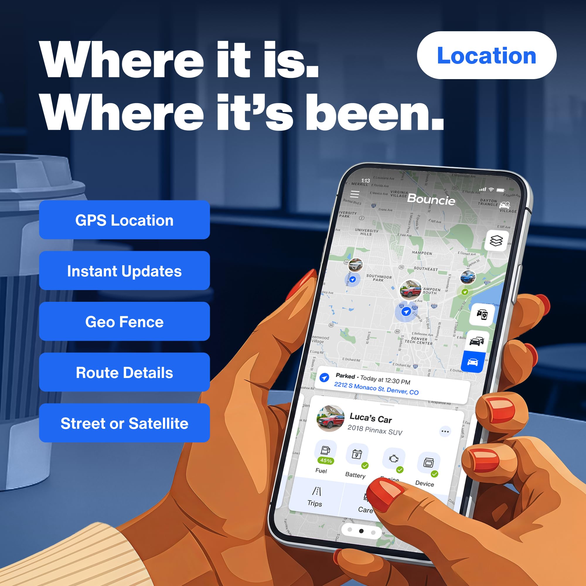 GPS Tracker for Vehicles with Real-Time Location, Route History, Speed Monitoring, Geo-Fence & Accident Notifications - for Fleets & Family - Cancel Anytime